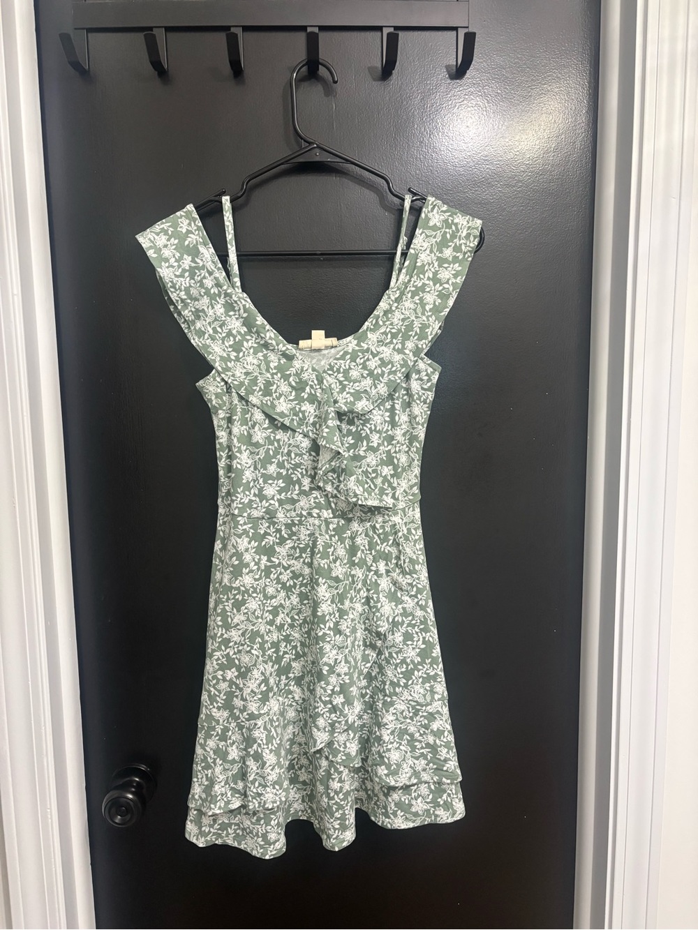 Floral Off The Shoulder Ruffle Sundress in Sage Green